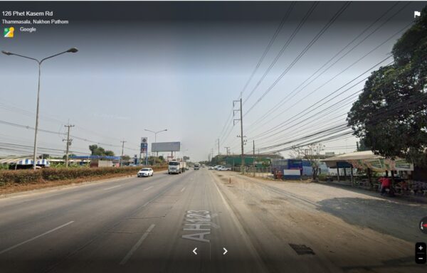 ที่ดินถมแล้ว ติดถนนเพชรเกษม 7-3-92 ไร่ แปลงสวย ผังสีชมพู – 0038LD